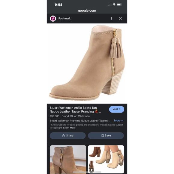 Stuart Weitzman Boots Womens Size 10 Suede Nuprancing Tassel Ankle Booties Fall - Picture 8 of 9